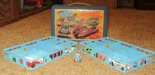 1976 Matchbox Carry Case Holds 24 Models - 2 Crates Inside With 25 Various Toys