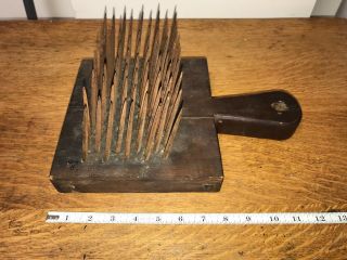 Antique Primitive Flax Hetchel Hand Made Farm Tool Hatchel Comb Wrought Iron Old
