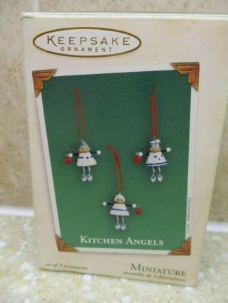 2003 Hallmark Miniature Kitchen Angels Christmas Ornament Set Of 3 Ornaments
