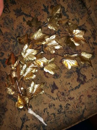 Vintage Home Interior Homco Brass Copper Metal Ivy Leaf Swags Two