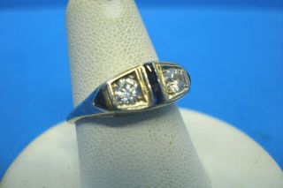 ANTIQUE ART DECO 18K WG DIAMOND AND SAPPHIRE RING - - SIZE 7 - - FILLIGREE MOUNTING 3