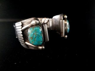 Carl Luthy Southwest Shop Vintage Navajo Sterling Silver Turquoise Watch Band 2