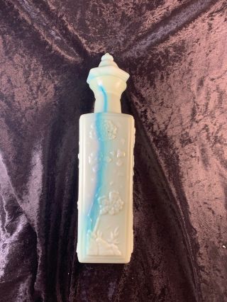 Vintage Jim Beam Liquor Decanter Bottle Stopper Jade Green Blue Milk Glass 1972