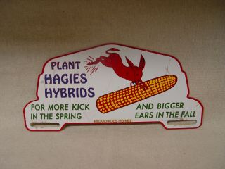 Plant Hagies Hybrids Corn Seed Metal Advertising Farm License Plate Topper Sign
