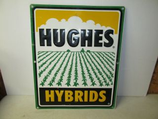 Vintage Hughes Hybrids Embossed Metal Seed Corn
