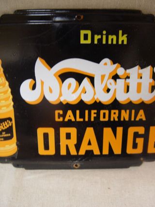Drink Nesbitt ' s California Orange Soda Embossed Tin Advertising Sign 3