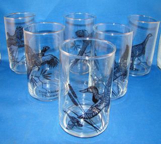 Barware Glasses Game Birds Wildlife Ducks,  Quail,  Turkey 12 Ounce Set Of 6 @24