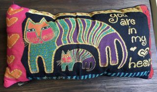 Laurel Burch Cats Kittens Tapestry Couch Throw Pillow 23” X 12 "