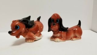 Vintage Ceramic Japan Big Blue Eye Dog Figurines