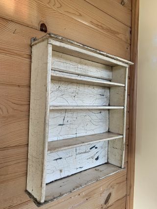 Vintage Wooden Small Wall Shelf Rack 4 Drawer Primitive