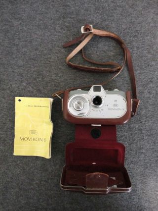 Zeiss Ikon Movikon 8 Movie Camera Vintage 8mm W/ Leather Case And Book