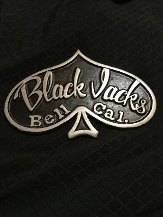 Vintage Aluminum Car Club Plaque Plate Black Jacks Bell California D71