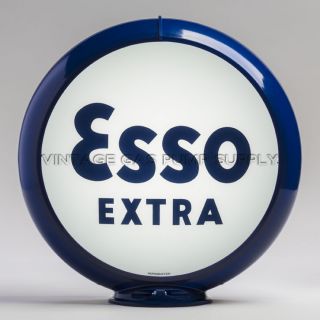 Esso Extra 13.  5 " Gas Pump Globe W/ Dark Blue Plastic Body (g125)
