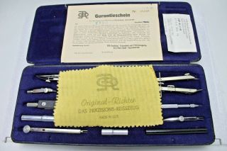 Vintage Richter Drafting Engineering Precision Tools In Case With Paperwork K7b