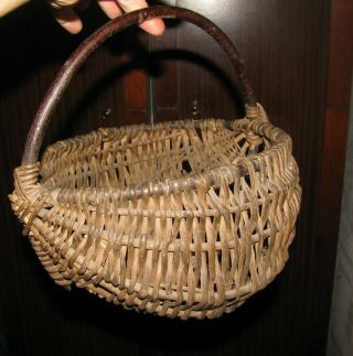 Antique Primitive Hand Woven Wicker Basket Egg Gathering Lithuania Europe 1800