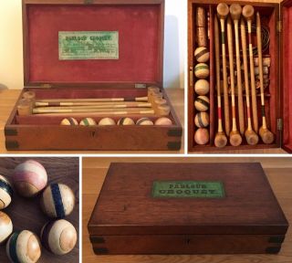 Antique Jaques Parlour Croquet Set Table Top After Dinner Game Ideal 4 Christmas