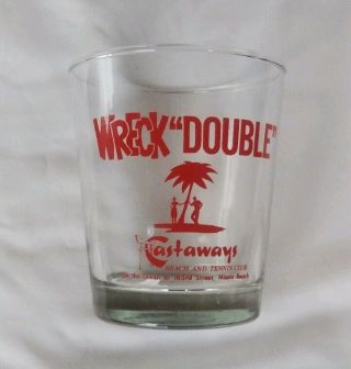 The Castaways Beach And Tennis Club Miami Wreck Bar " Double " Rocks Glass Vintage