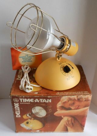 Vintage Ge Time - A - Tan Deluxe Sun Tanner Sun Lamp Rsk6a Retro 1984