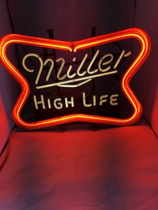 Vintage Miller High Life Neon Beer Sign Bar Tavern Color Flashing Man Cave