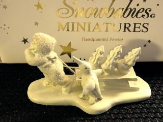 Set Of 2 Dept 56 Miniature Pewter Snowbabies Bringing Starry Pines 76660