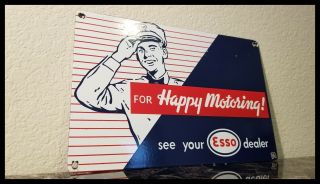 Vintage Esso Gasoline Porcelain Gas Service Station Attendant Pump Plate Sign