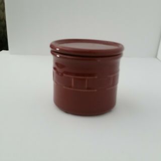 Longaberger Pottery Basket Weave 1 Pint Salt Crock Lid/coaster Made In Usa