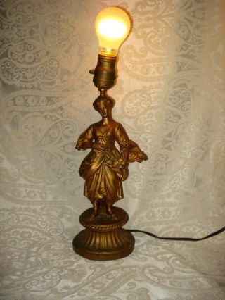ANTIQUE FRENCH ART NOUVEAU STYLE VICTORIAN LADY SCULPTURE/FIGURINE TABLE LAMP 2