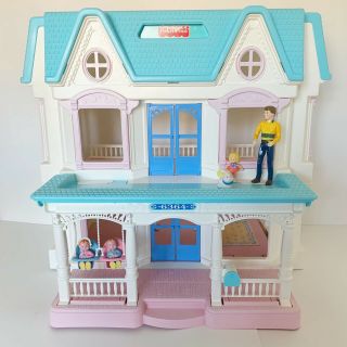 Vintage Fisher Price 1993 Loving Family 6364 Folding Dream Dollhouse And Figures
