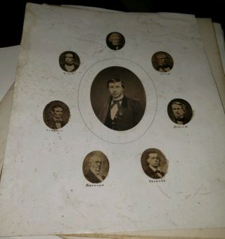 Antique 1860s Civil War Albumen Photos Presidents Abe Lincoln,  J.  Buchanan Seward