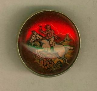 Steeple Chase Scene Over Red Under Glass Bridle Rosette By: H.  A.  Chapman