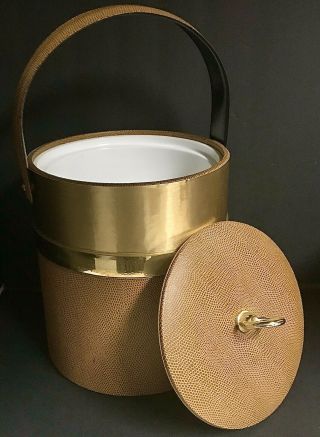 Vintage Georges Briard Ice Bucket Signed | Brown W/ Gold Trim |
