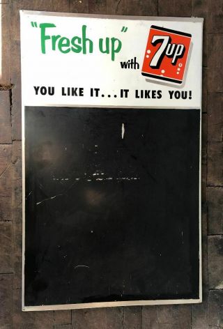 Vintage 7up Soda Chalkboard Menu Sign Advertising Sign Metal Rare