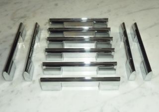 10 Chrome Cabinet Door Drawer Pull Handles - 4 1/2x1x3/8inch Solid Vintage Mcm