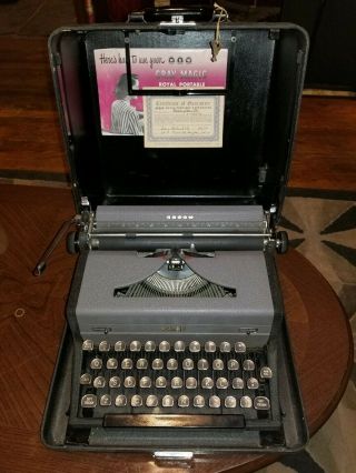 Vintage 1949 Mid Century Royal Arrow Portable Typewriter W/case Steampunk