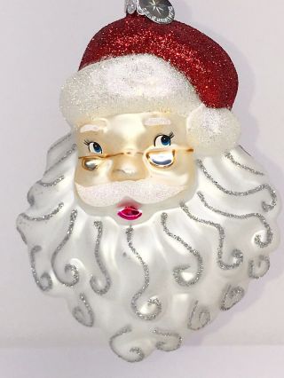 2011 Christopher Radko Santa Head Glass Christmas Ornament