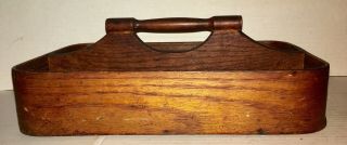 Antique 19th C Bentwood Thick - Walled OAK Cutlery Tray 2