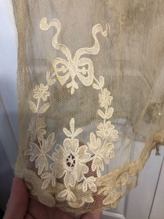 Vintage Antique Netting Lace Panel Scraps 66”x21”