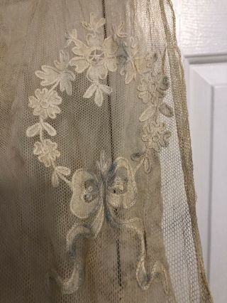 Vintage Antique Netting Lace Panel Scraps 66”x21” 3