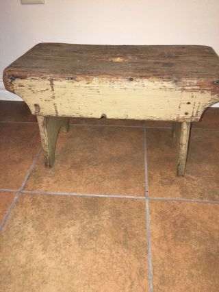 Early Vintage Primitive Wooden Step Stool Country Rustic Farmhouse