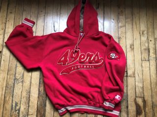 Vintage 90s Starter Script San Francisco 49ers Pullover Hoodie Sweatshirt Sz L