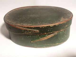 Early Antique Shaker Pantry Box W/ Green Paint Fantastic Dry Surface