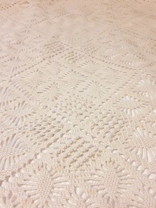 Large Vintage Hand Crocheted Bedspread 106 " X 106 "