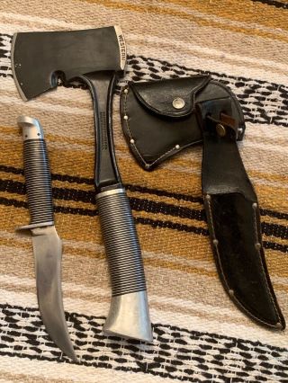 Vintage 1960’s Western Usa F10/39 Black Beauty Ax/knife Hunting Survival Combo