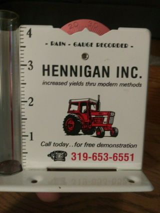Vintage 1970s Ih International Rain Gauge Sign Old Farm Tractor Hennigan Dealer
