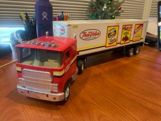 Vintage Nylint True Value Pressed Steel Semi Truck & Trailer Made In Usa