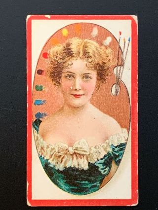 1903 Bat British American Tobacco Cigarette Card Beauties Palette Girls Red Bord
