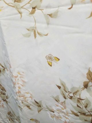 Vintage Springmaid Wondercale King Flat Cream Floral Butterfly Flowers