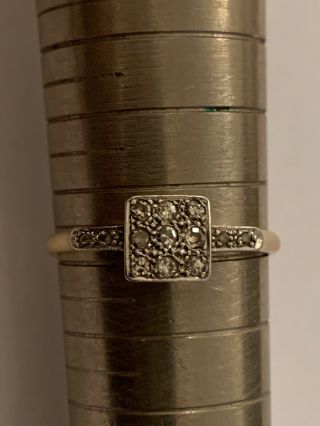 Attractive Fine Edwardian 18ct Gold & Platinum Diamond Square Cluster Ring