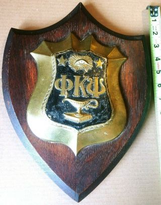 Vintage And Rare Phi Kappa Psi Plaque Shield Brass Wood 13.  5 " 9 1/2 "