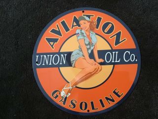 Vintage Union Oil Gasoline Porcelain Sign Gas Oil Service Station Pump Plate